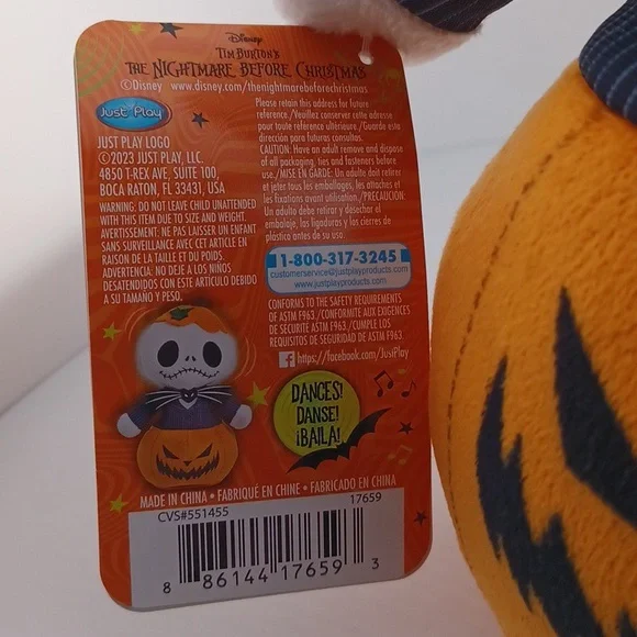 Disney Halloween Jack Skellington Musical Animated Plushie in a Jack O' Lantern - Picture 3 of 6